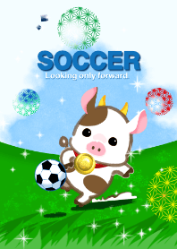 サッカー(丑、金メダル、牛）