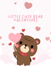 Little Cute Bear brown Valentines Pink