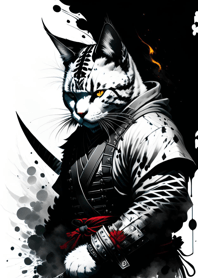 Ink wash cat samurai 1156b3
