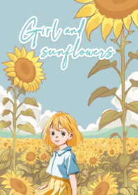 Girl and Sunflowers Field - Beige04