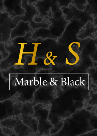H&S イニシャル 大理石モノトーン黒