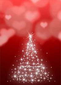 ふわふわハートとクリスマスツリー 赤 Line 着せかえ Line Store ふわふわハートとクリスマスツリー 赤 Line 着せかえ Line Store