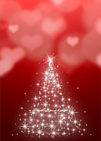 ふわふわハートとクリスマスツリー（赤）