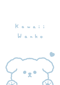 ふんわりわんこ。白と水色