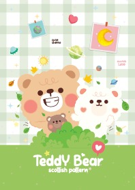 Teddy Bears Scottish Pattern Light Green