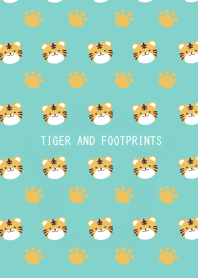 トラと足跡の着せかえ/ライトグリーン