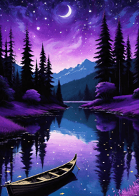 Mountain, Sea, and Moonlit Night 2563EF