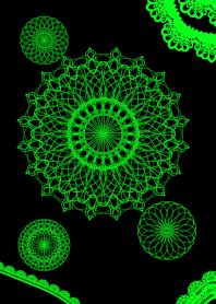 Flowers and lace ribbon- Green-