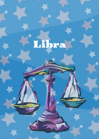 Libra constellation on blue