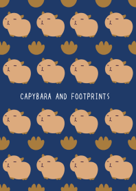 CAPYBARA AND FOOTPRINTSj-NAVY BLUE
