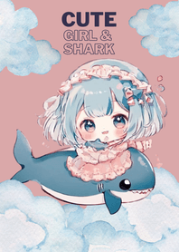 Cute girl and shark