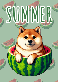 夏のスイカ柴犬きせかえ