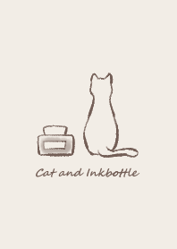 Cat and Inkbottle -brown-