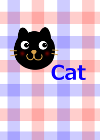 Black cat and check pattern and hearts