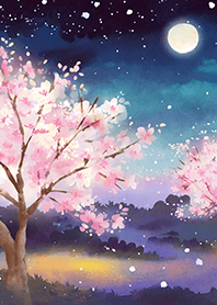 Beautiful night cherry blossoms#794