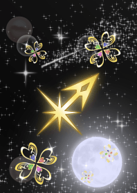 -Sagittarius mark and four leaves-