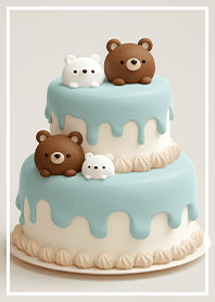 Cute Two-Tone Bear Cake JP