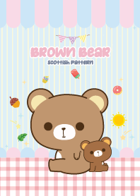 Brown Bear Kawaii Love Blue