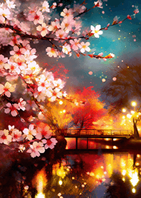 Beautiful night cherry blossoms#1422