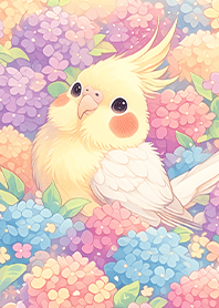 ⭐️絢麗花海裡的玄鳳鸚鵡❤️