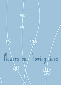 花と流線*くすみブルー
