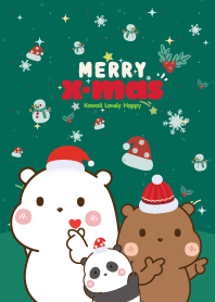 หมีสามตัว คิ้วตี้ วันคริสต์มาส สีเขียว