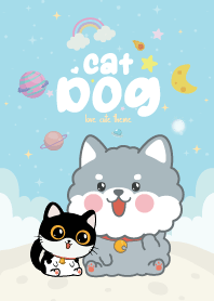 Cat&Dog Fat Cute Light Blue