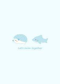 Hedgehog and Shark -blue- pop