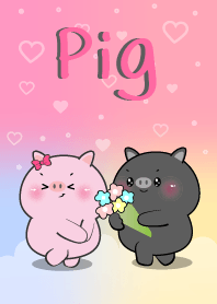 Black Pig & Cute Pig In Love theme