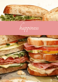 Heaping sandwiches on light pink