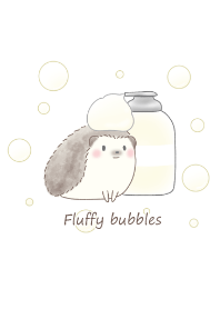 Hedgehog and fluffy bubbles -yellow-