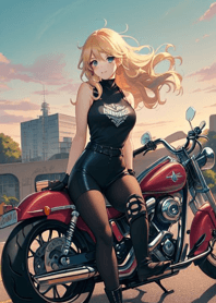 Girl riding a heavy motorcycle 71OKq