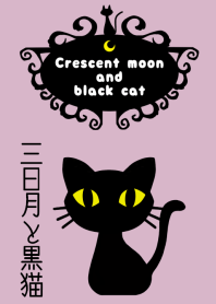 Crescent moon and black cat