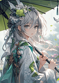 下雨天の絕美花園女孩❤