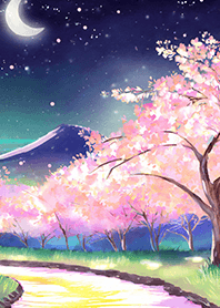 Beautiful night cherry blossoms#1226