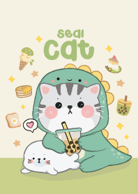 แมวน่ารัก & แมวน้ำน่าเลิฟ : สีเขียว