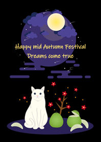 happy mid-Autumn Festival(White cat)