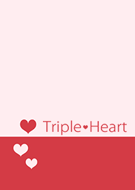 triple heart*red & pink
