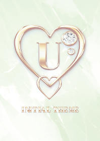 [ U ] Heart Charm & Initial  - Green