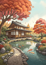 บ้านไม้ในสวนญี่ปุ่น