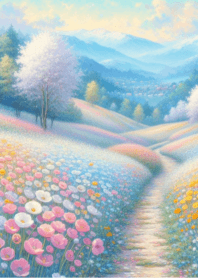Pastel flower field