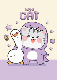แมวชุดฉลามน่ารัก & เป็ดน่ารัก : สีม่วง