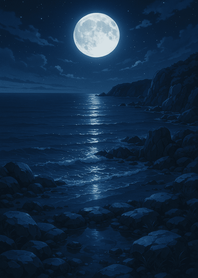 Moonlit Waves On Quiet Shore