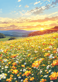 紫色 夕陽花田時光