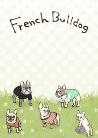 Bunga dan Padang Rumput French Bulldog