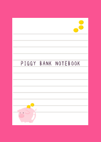 幸せ豚の貯金箱ノート/ショッキングピンク