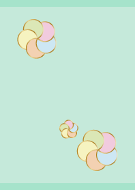 カラフルな梅の花 青緑