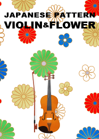 Japanese pattern violin & flower.