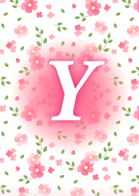 Y-Initial- Flower-pink