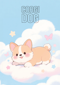 Lovely Corgi Dog In Sky Theme